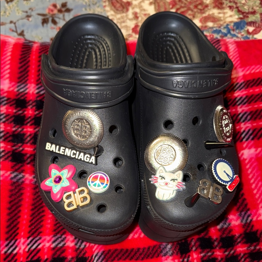 Balenciaga Black Platform Shoes with Charms